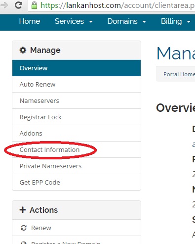 Lankanhost domain contact update